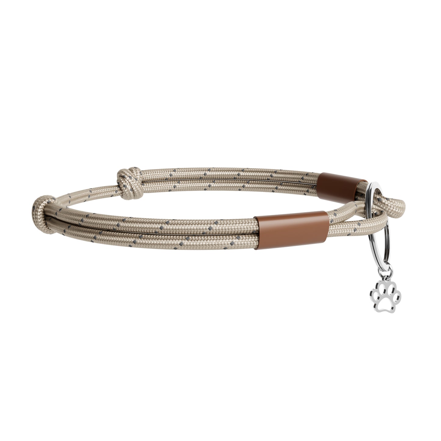 TagHug Reflective Beige paracord ID tag holder, close-up of reflective beige cord texture.