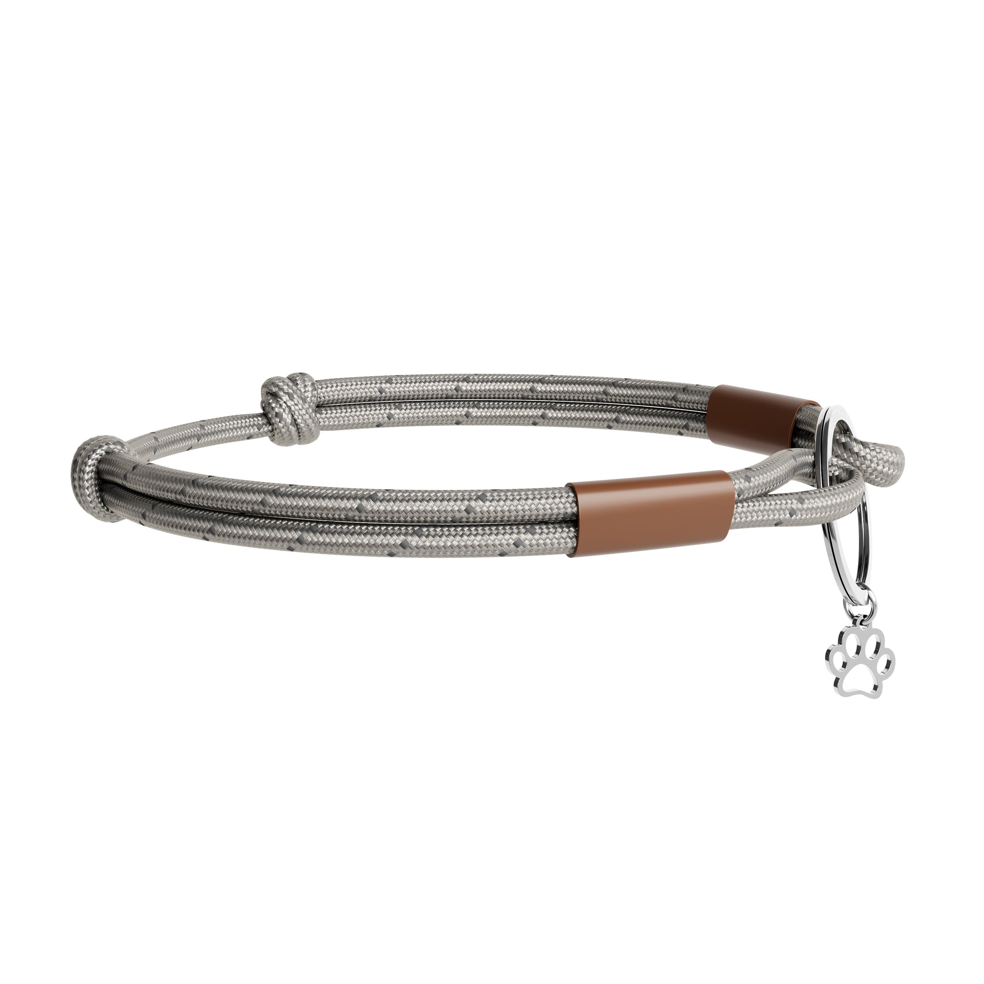 TagHug Reflective Mocha paracord ID tag holder, close-up of reflective texture and durable weave.