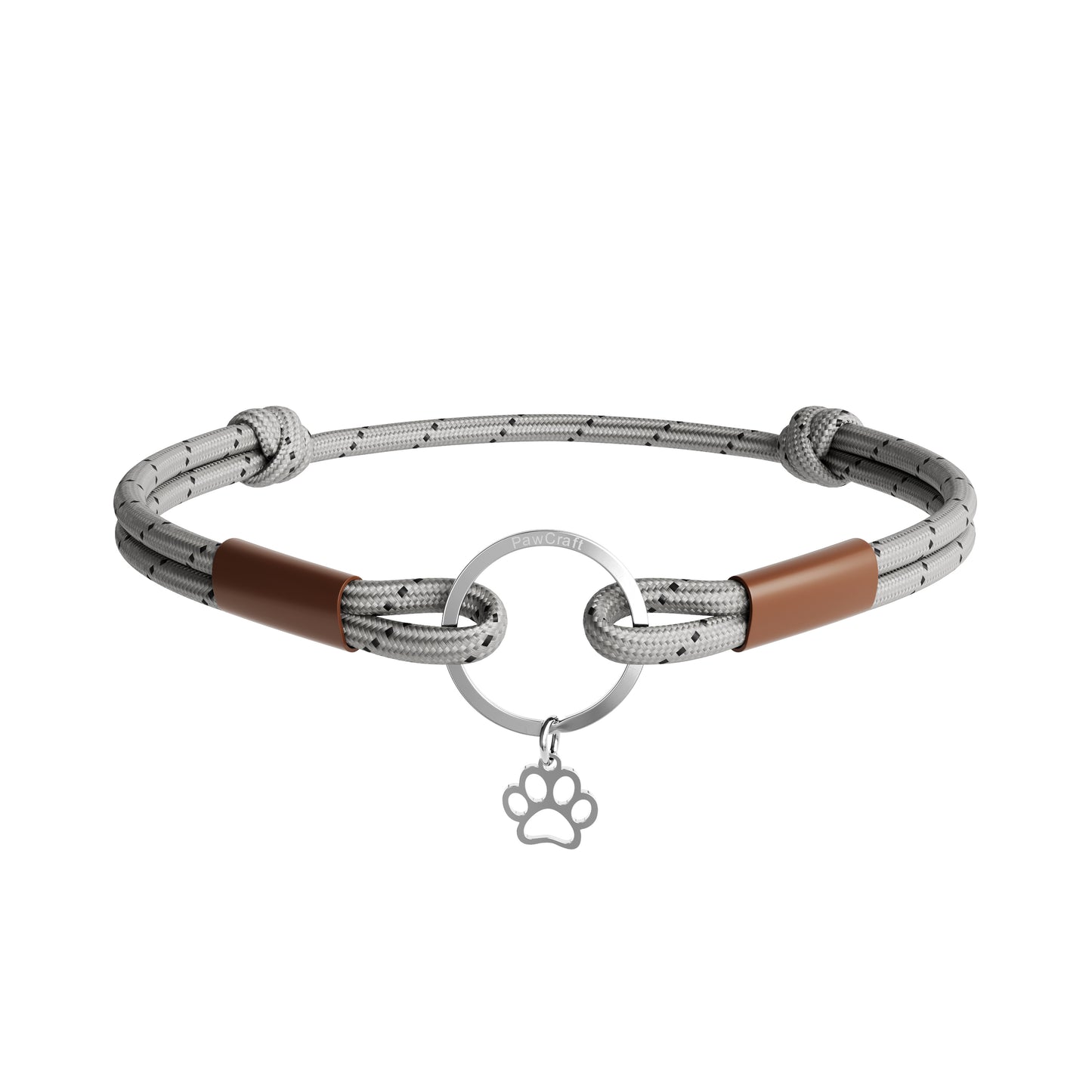 mocha-id tag collar for cats with paw charm on a white background
